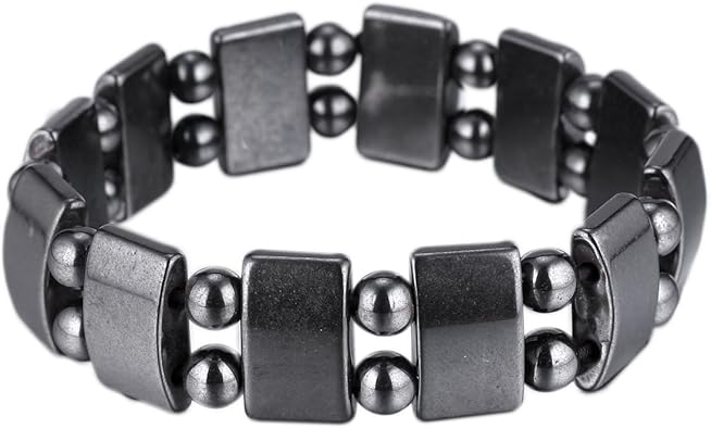 VIKI LYNN 2 Pcs Hematite Magnetic Bracelets for Women and Men Hematite Magnetic Stone Beads Adjustable Magnetic Bracelet Wristband Dainty Jewelry Gift for Mom, Dad, Wife, Friend S27-St2