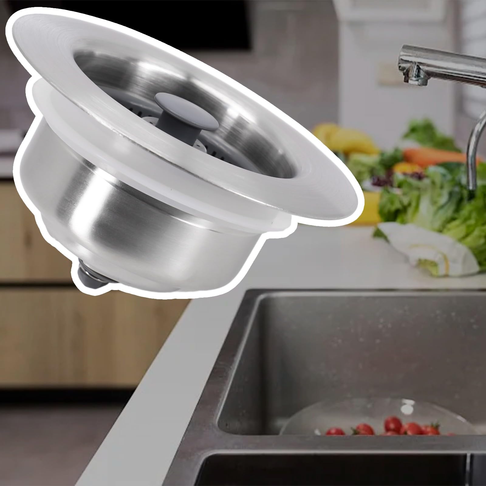 INF Filtro Lavello Acciaio Inox Nero Set 3 Pezzi - Scarico Cucina