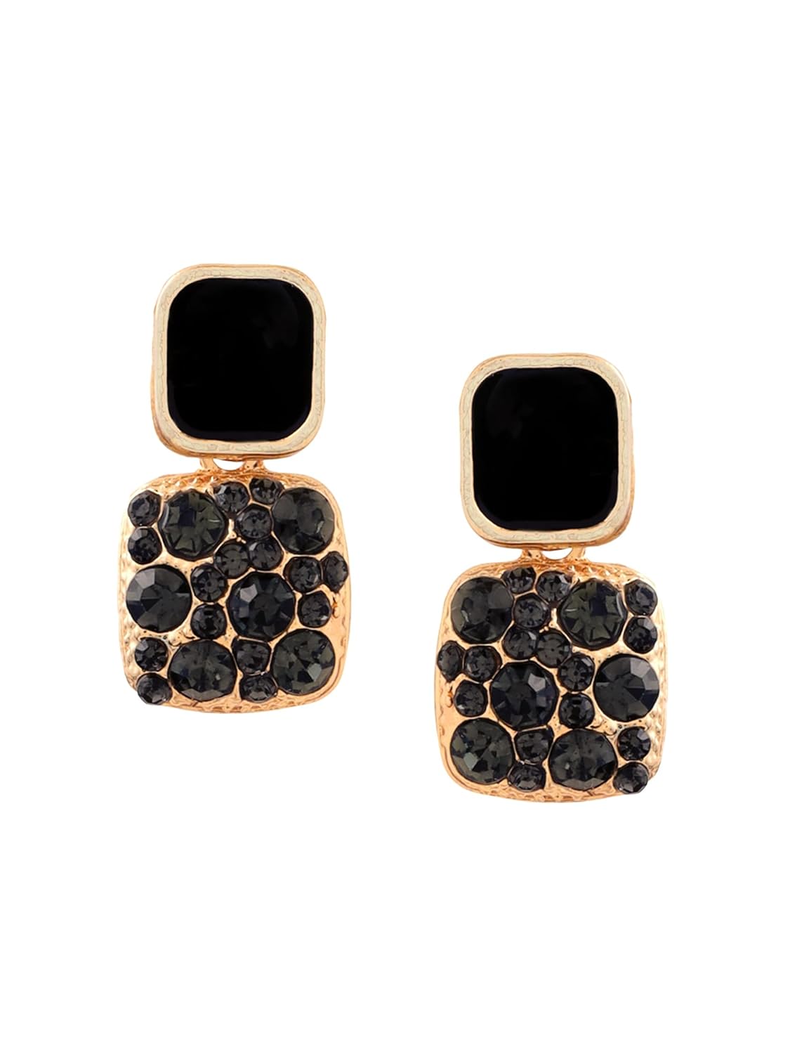 Yellow Chimes Fashion Women Earrings | Gold Toned Black Color Crystal Earrings