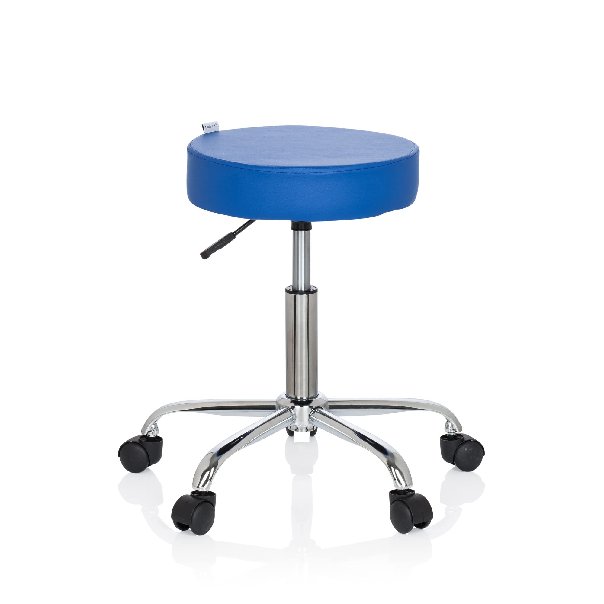 HJH Office 729413 Sgabello da ufficio OPERATOR II in similpelle blu Sgabello regolabile in altezza con rotelle