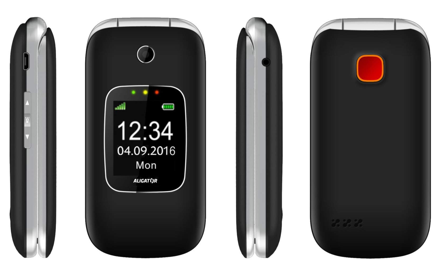 ALIGATOR V650 Téléphone Portable Senior SOS Localisateur Noir