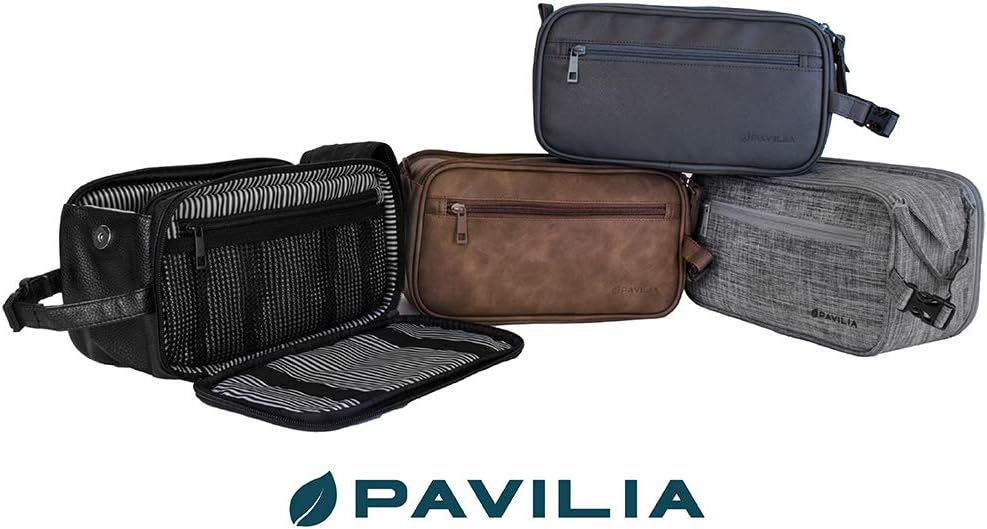 PAVILIA Toiletry Bag for Men, Travel Essentials Shaving Dopp Kit, Mens Travel Bag Toiletries Organizer Case for Grooming, PU Leather Water Resistant Cosmetic Bag Pouch (Heather Grey) - Image 7