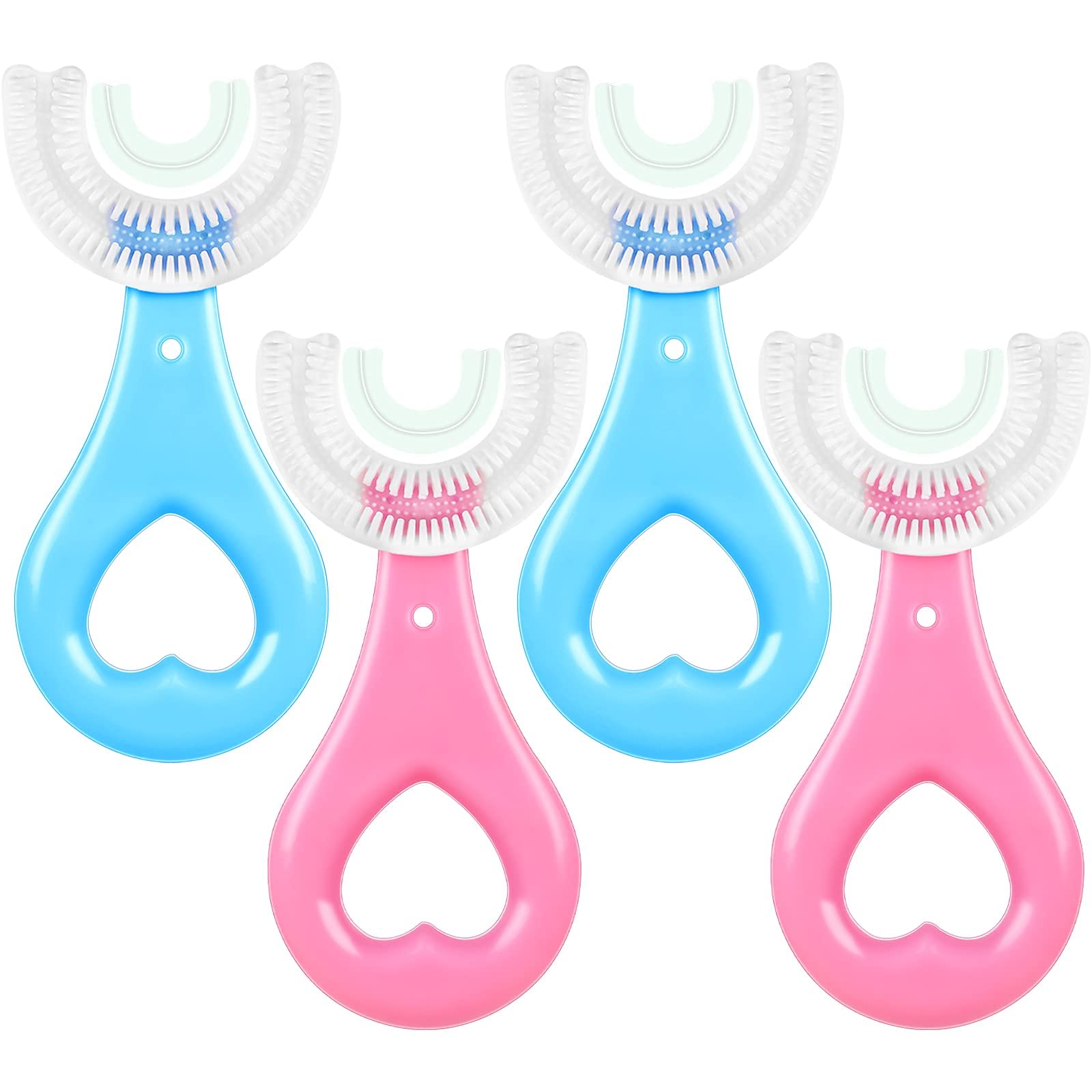 Shyam Enterprise U Shaped Toothbrush Kids Soft Silicone Brush Head Whitening Massage Toothbrush 360° Oral Teeth Cleaning Design for Toddlers Children Ages 2-8 Year Old Multicolor 2 PCS-image-25