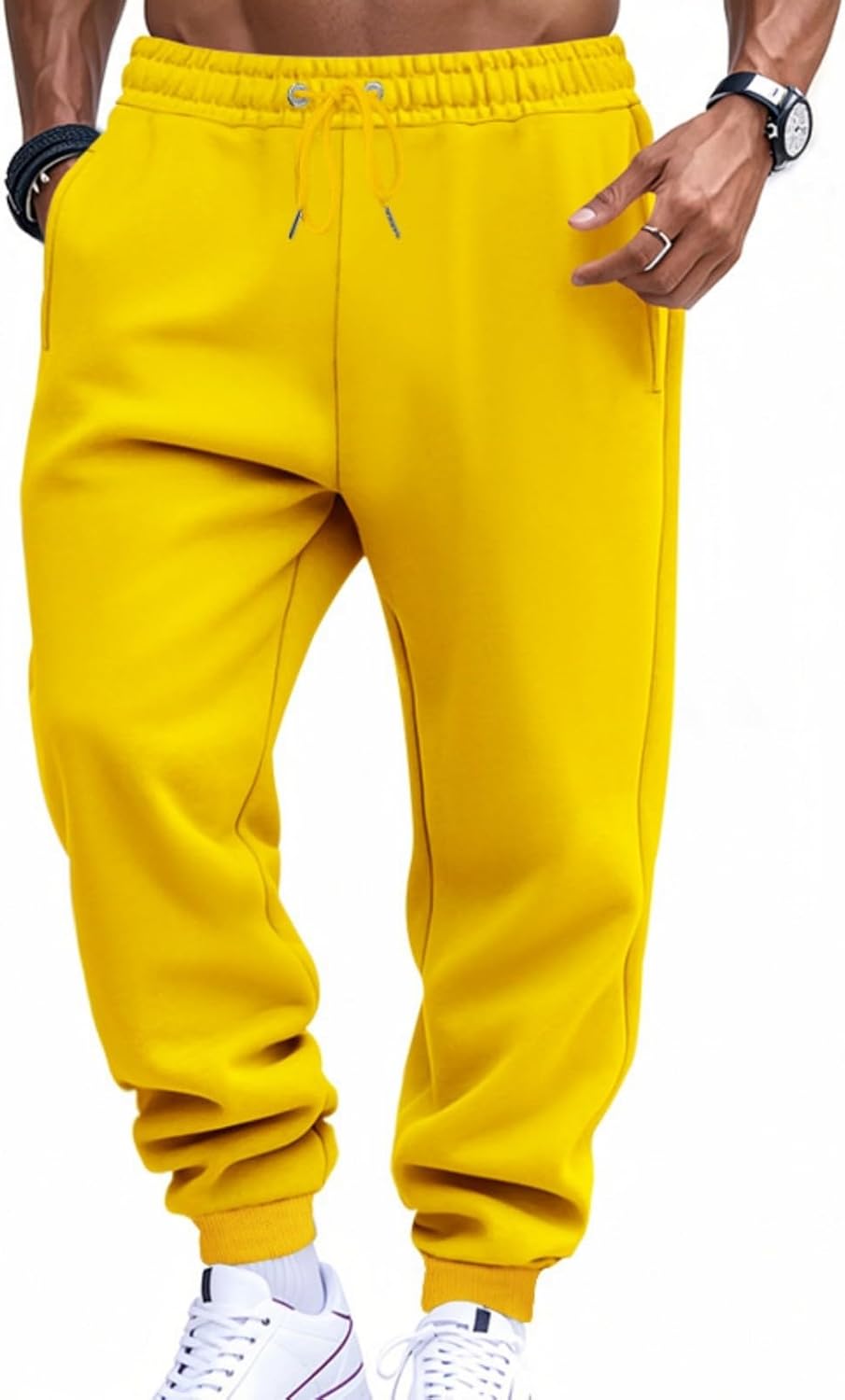 WENKOMG1 Mens Track Joggers, Casual Elastic Waist Athletic Running Jersey Jogger Sweatpants with Pockets, S-3XL
