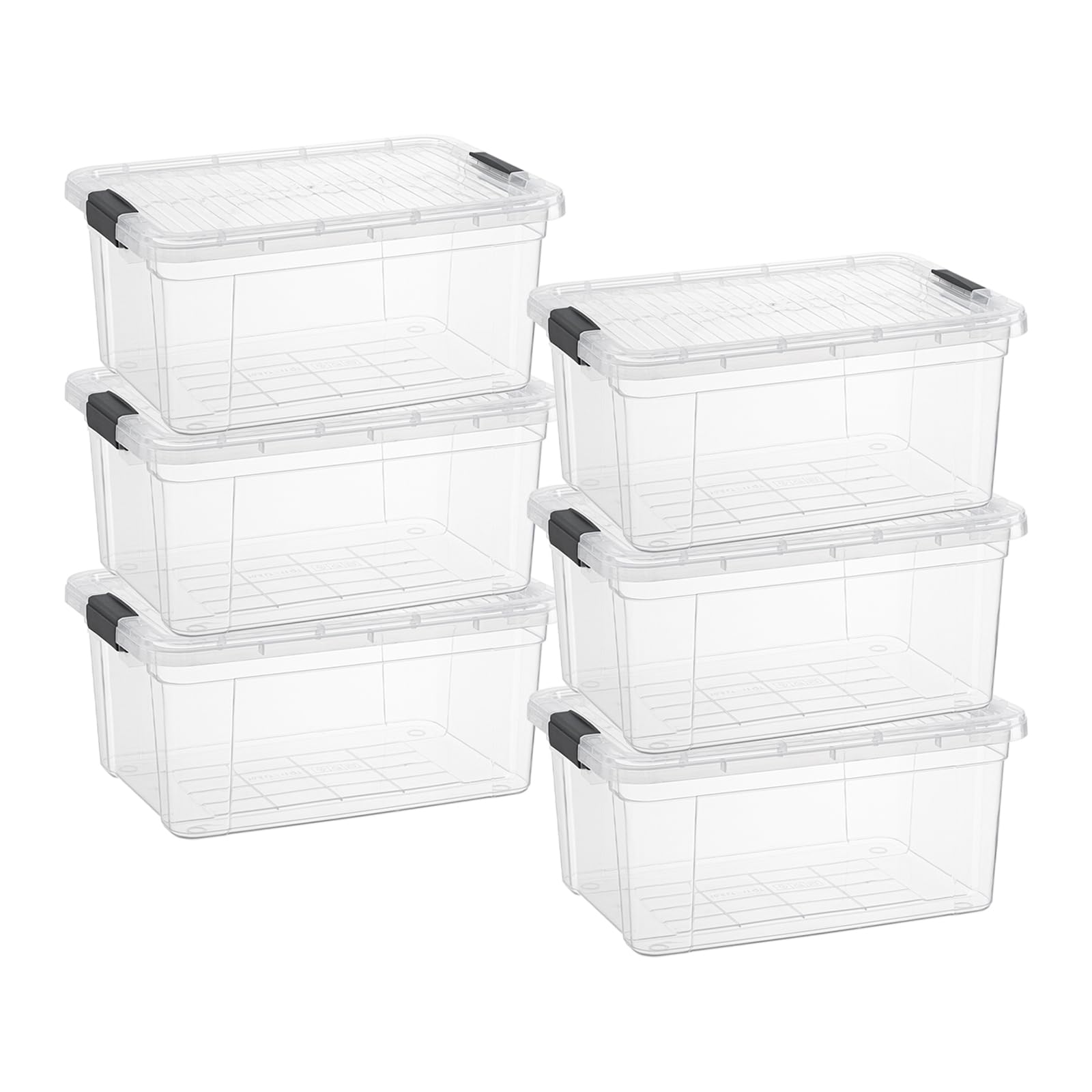 Superio 21 Quart Clear Plastic Storage Boxes with Lids, Stackable Organizer Containers, BPA-Free Storage Bins for Home, Office, School &amp; Dorm, 6 Pack