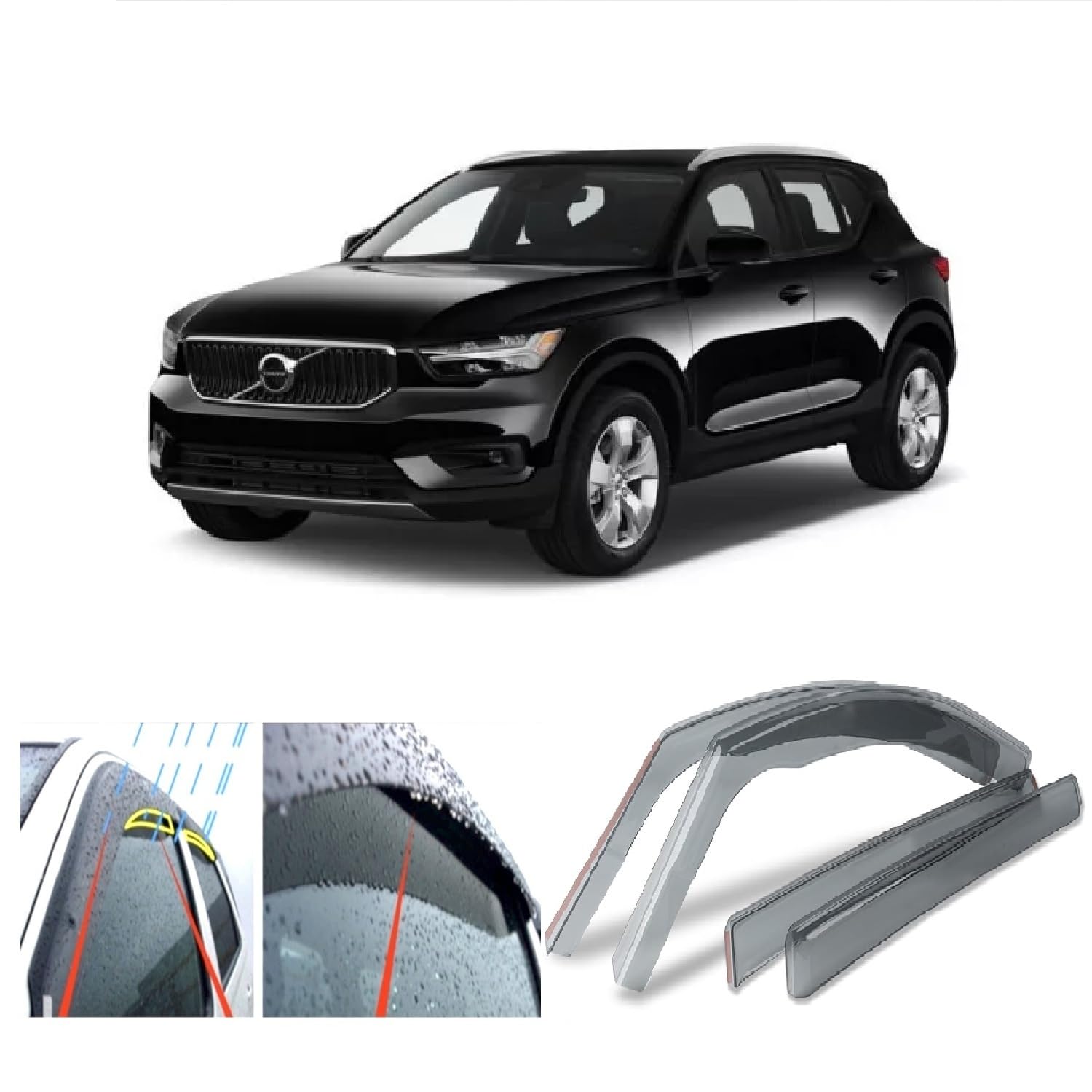4 deflectores de aire para Volvo XC40 2017 2018 2019 2020 2021 2022 2023 2024