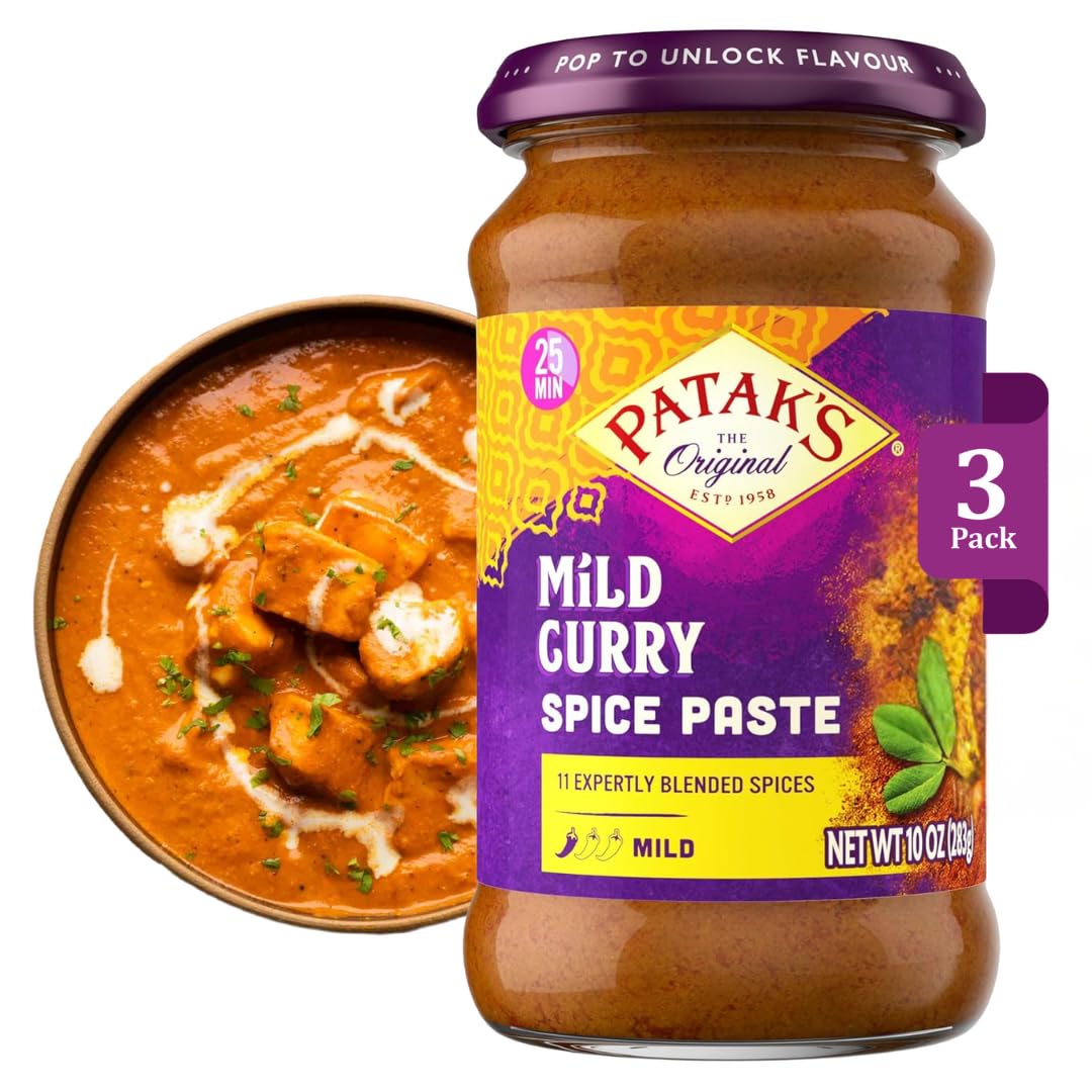 Sponsored Ad - Patak’s Mild Curry Spice Paste - Mild Indian Cooking Paste with Freshly Ground Spices - Ideal for Chicken, Vegetables, and One-Pot Meals - Warm Aromatic Curry Base - 10oz Jar (Pack of 3)