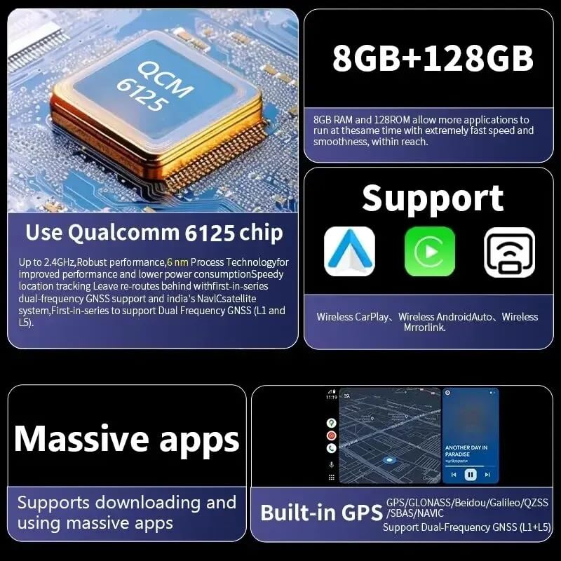 Image of CarPlay Ai Box 8+128G Android 13 Wireless Carplay Android Auto QCM6125 8-Core CPU 4G LTE for VW Audi Kia Fiat