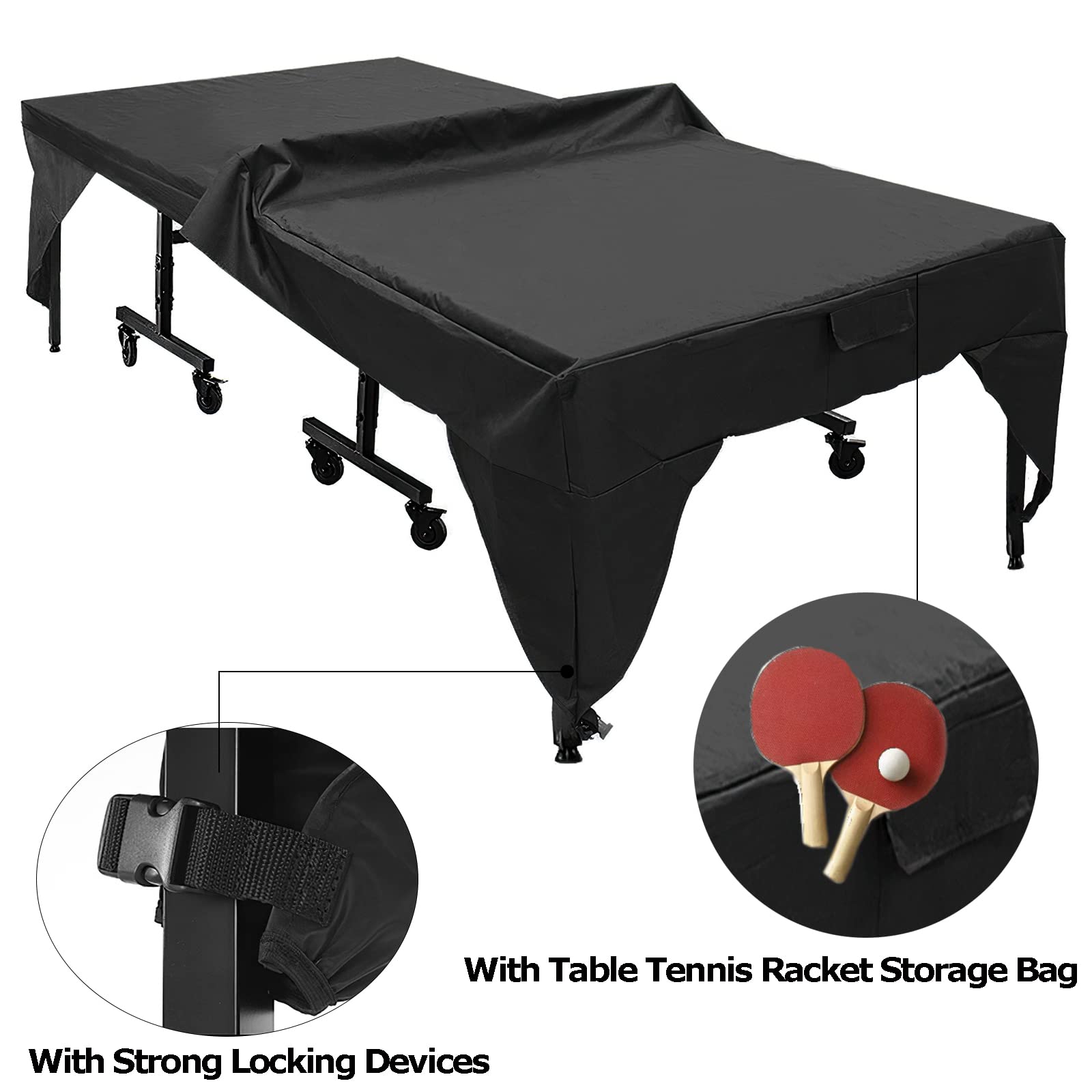 Copertura Tavolo Ping Pong Esterno Impermeabile Yabound - Antipolvere, 280x153x73 Cm, Con Cinghie E Sacchetto - Foto 11