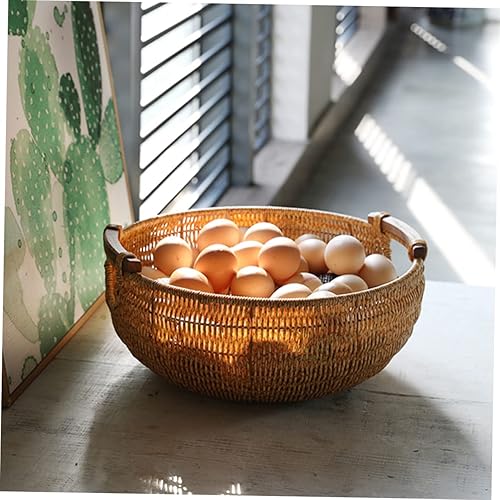 Miniatura 7 de Alipis Bandeja de plástico para frutas, cesta de frutas tejida, cesta de pan de mimbre, cesta de almacenamiento de ratán, bandeja de plástico,