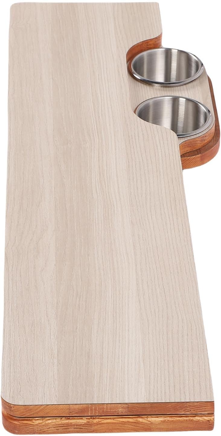 RV Table Top Replacement, 31.49x15.74 Inch Folding Solid Wood Table Top with 2 Cup Holders, Durable RV for Trailer, Boat, Yacht Dining (Wood Color)