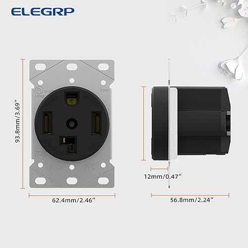 Miniatura 6 de ELEGRP Salida de secadora de 30 amperios 125/250 V, NEMA 14-30R y NEMA 14-50P 4 clavijas secadora eléctrica y estufa horno estufa enchufe