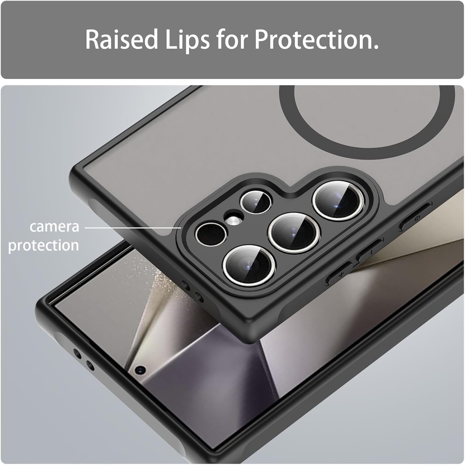 Magnetic Slim Case for Samsung Galaxy S26/S26 Plus/S26 Ultra, Skin-Feeling Frosted Translucent Back with Camera Protection Cover(Black,S26 Ultra)