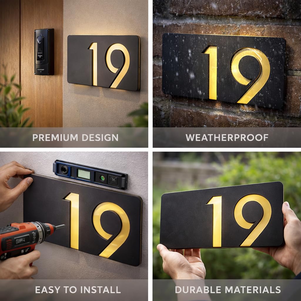 Room Number Plate Customized for Door, Gate, Flat, Apartment, Hotel & Hospital | Waterproof Indoor & Outdoor Name Plate customize room, flat number plates Sign, 6x 3 Inch (NHP-3) — Amazon image 3