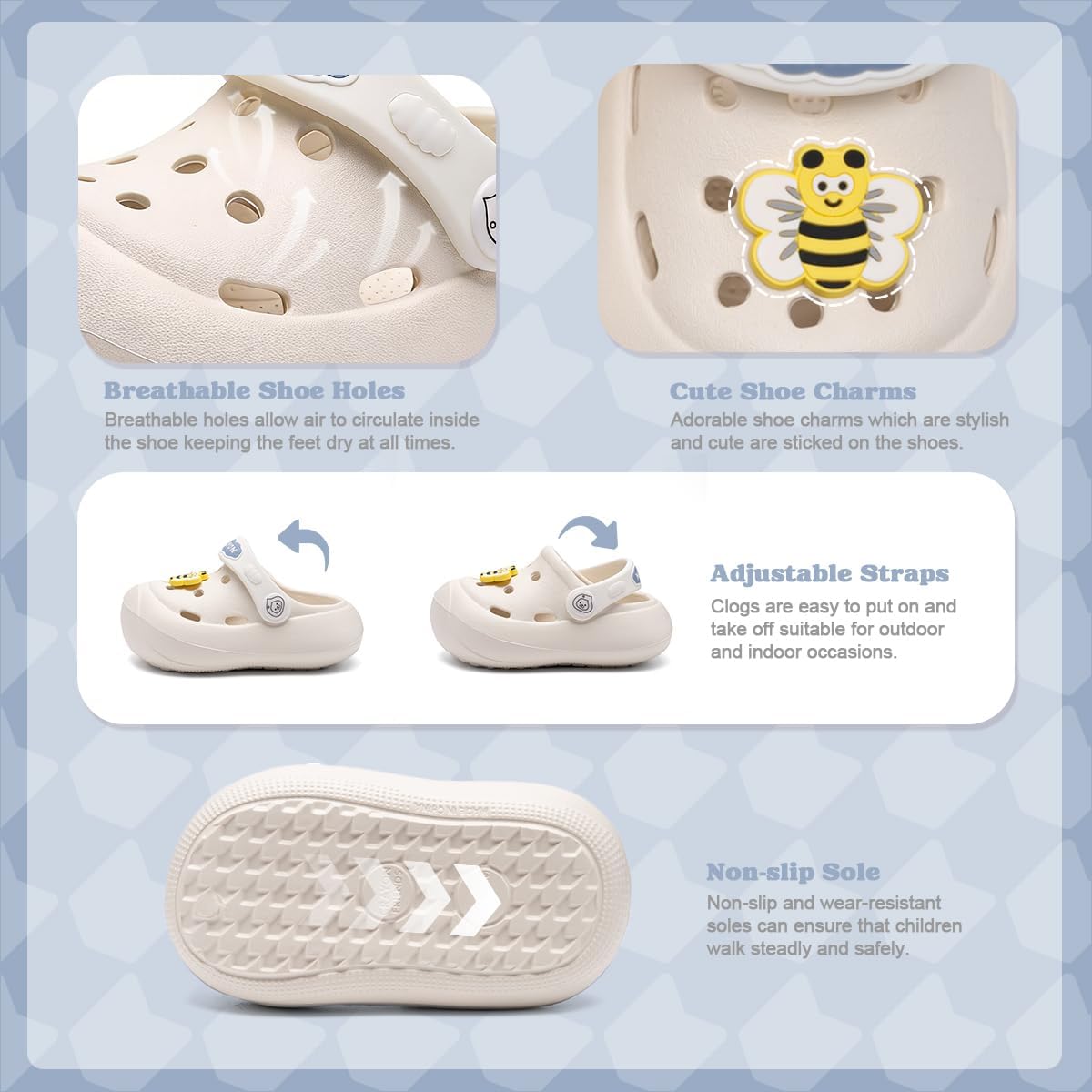 Toddler Cute Garden Clogs Boys Girls Slip On Shoes Summer Lightweight Outdoor Slides Sandals Baby Beach Pool Shoes