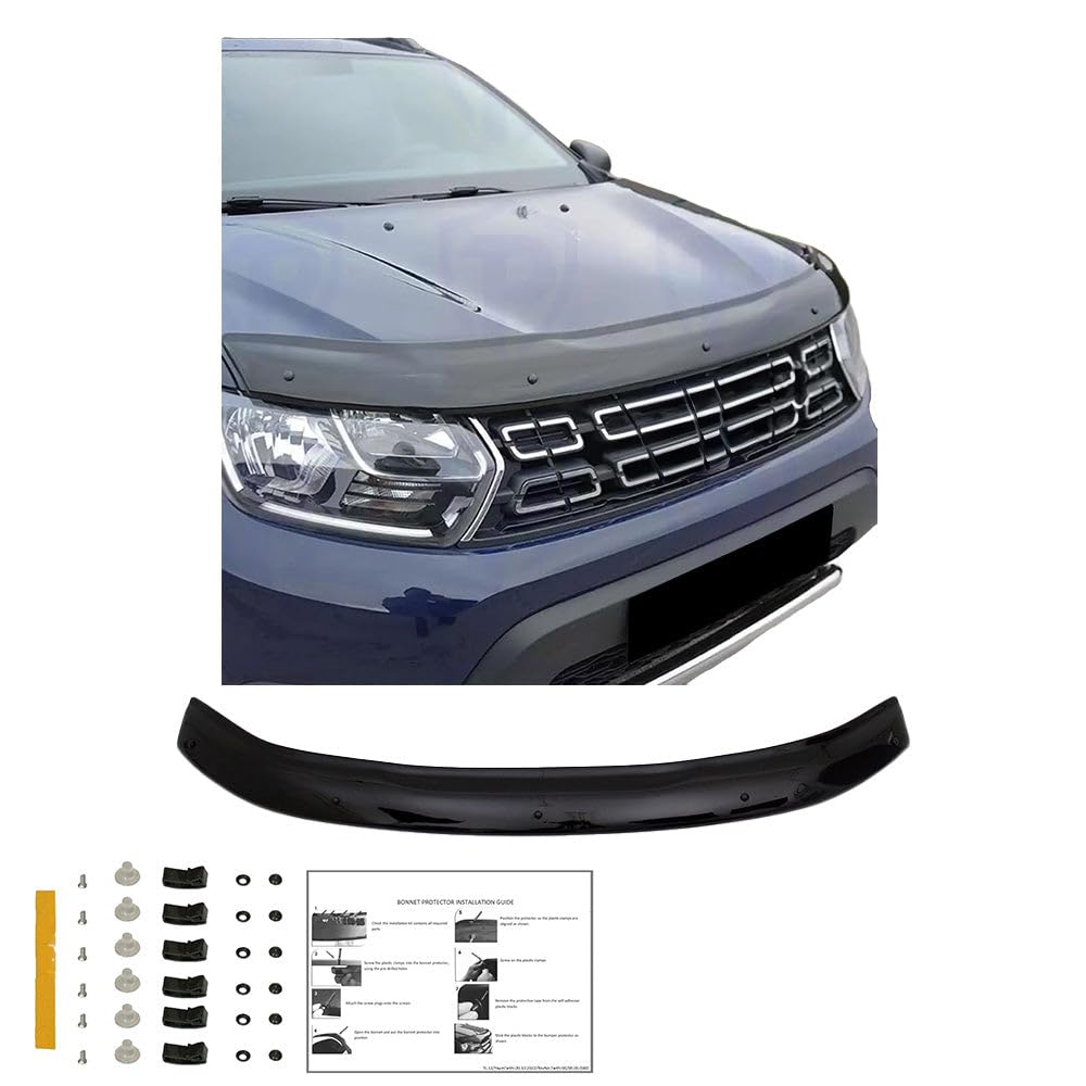 Oneway Protector de capó compatible con Dacia Duster II 2018-2024 - Negro brillante