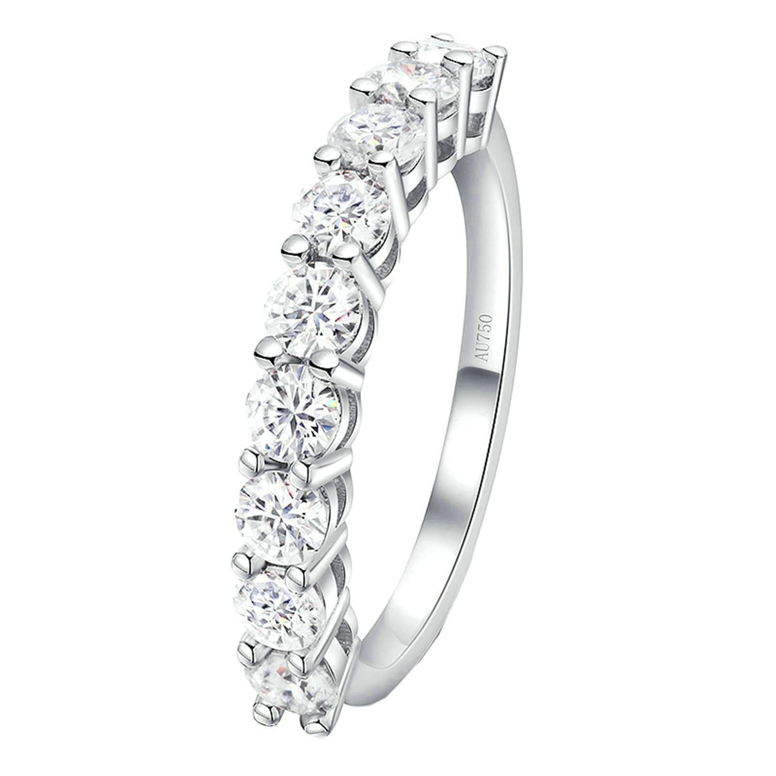 Anillo de oro blanco para mujer, 750 anillos para mujer, 0,1 ct, redondo, diamante para mujer, anillo de compromiso