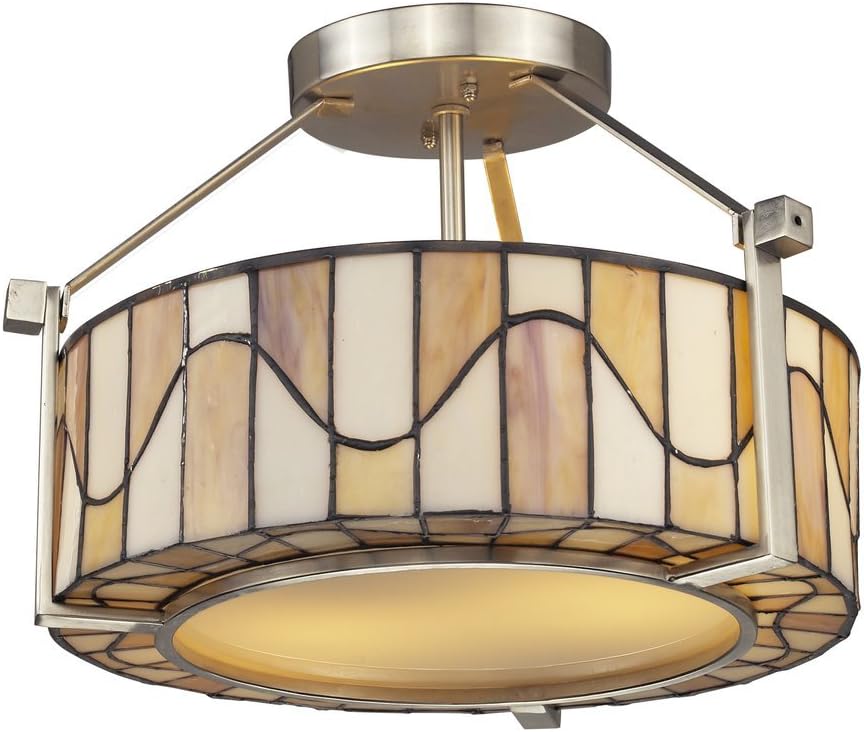 Dale Tiffany TH12416 Sandfield Semi Flush Mount Light Fixture, Satin Nickel