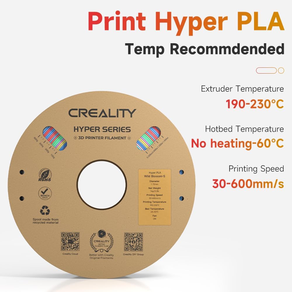 Creality Ender PLA Pro 3D Printers Filament 1KG Rainbow Bundle Hyper PLA Filament 1KG Short Change Rainbow