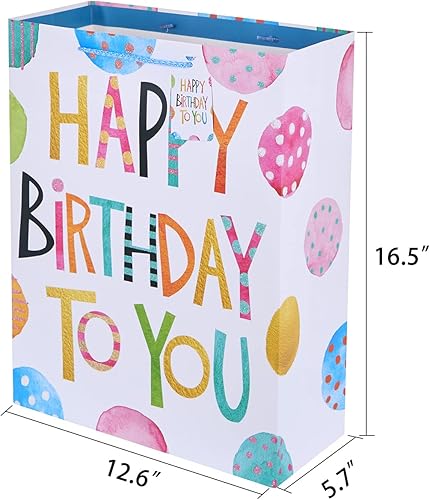 Miniatura 4 de SUNCOLOR Paquete de 4 bolsas de regalo extra grandes de 16.5 pulgadas para fiesta de cumpleaños con papel de seda