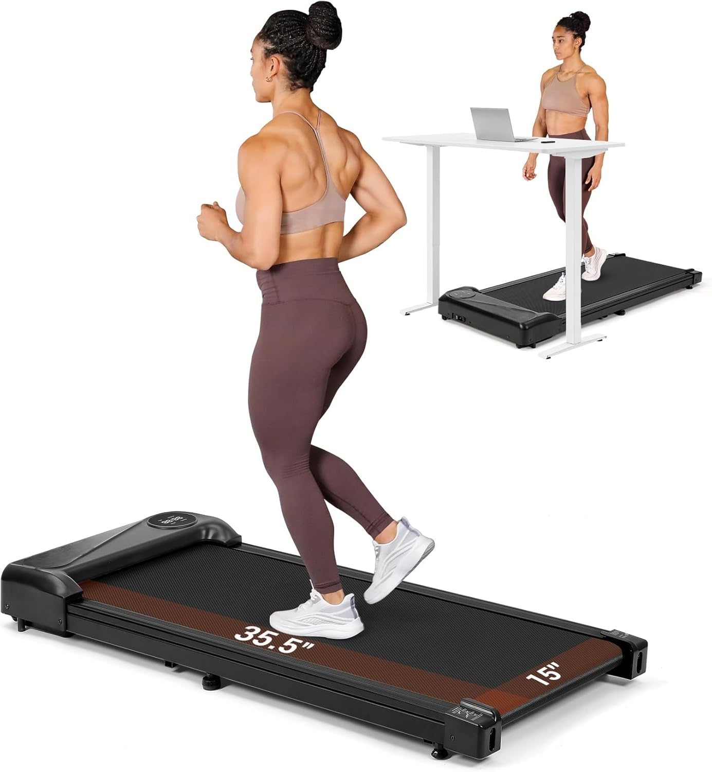 THERUN Foldable Treadmill, Folding Treadmill Ultra Slim Walking Pad, Quiet Walking Machine Portable Running Machine, Under Desk Design Ideal for Indoor Office Daily Walking & Full Body Fitness Workout
