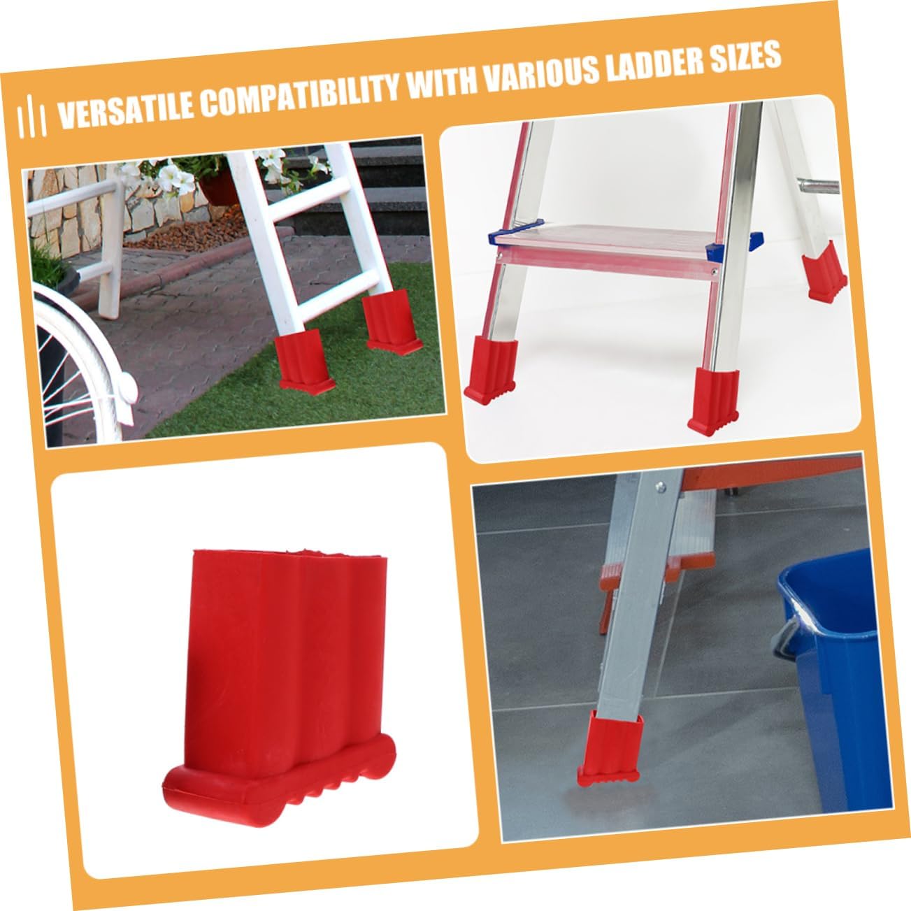 Mikinona 16pcs - Rubber Ladder Feet Covers Ladder Foot Pads for Stability and Floor Easy to Install Accessories Fits Folding Internal