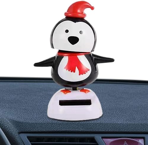 Miniatura 5 de Papá Noel bailarín solar – Juguetes de baile de muñeca temática, adorno de muñeca de pingüino bailarín, juguete para decoración de escritorio del