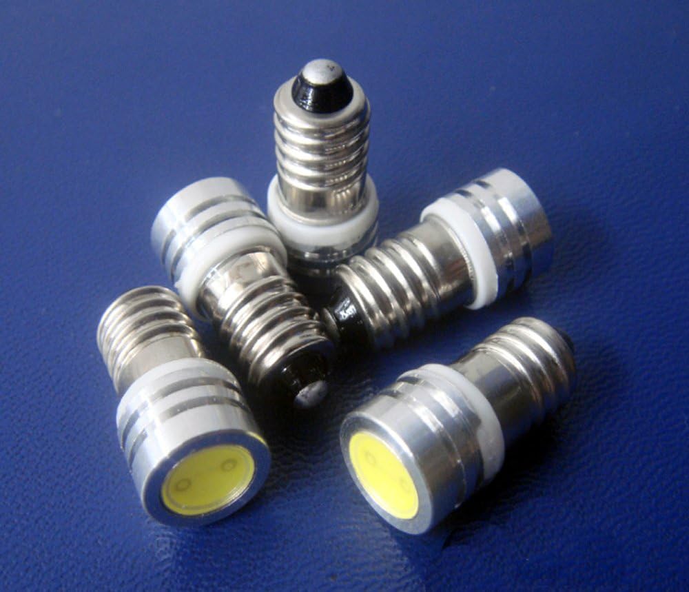 10x SMD LED E10 Lamp Threads 12 V Volt Xenon White Bike COB type 1 W Power 6000 K