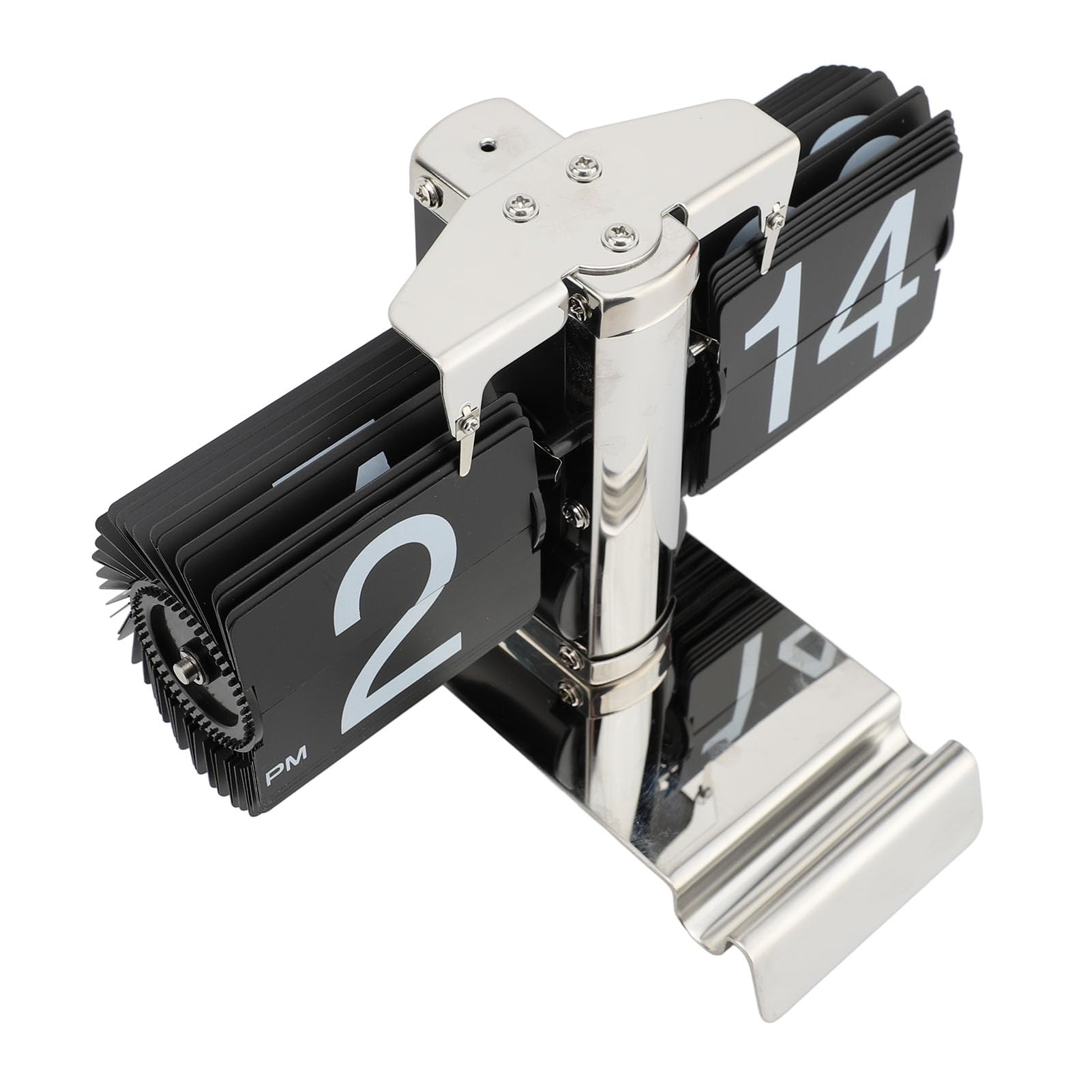 Orologio a Fogli Mobili, Orologio a Fogli Mobili retrò Alimentato a Batteria, a con Supporto per Telefono per Ufficio, Casa, Studio, Soggiorno (Stile in acciaio inossidabile)