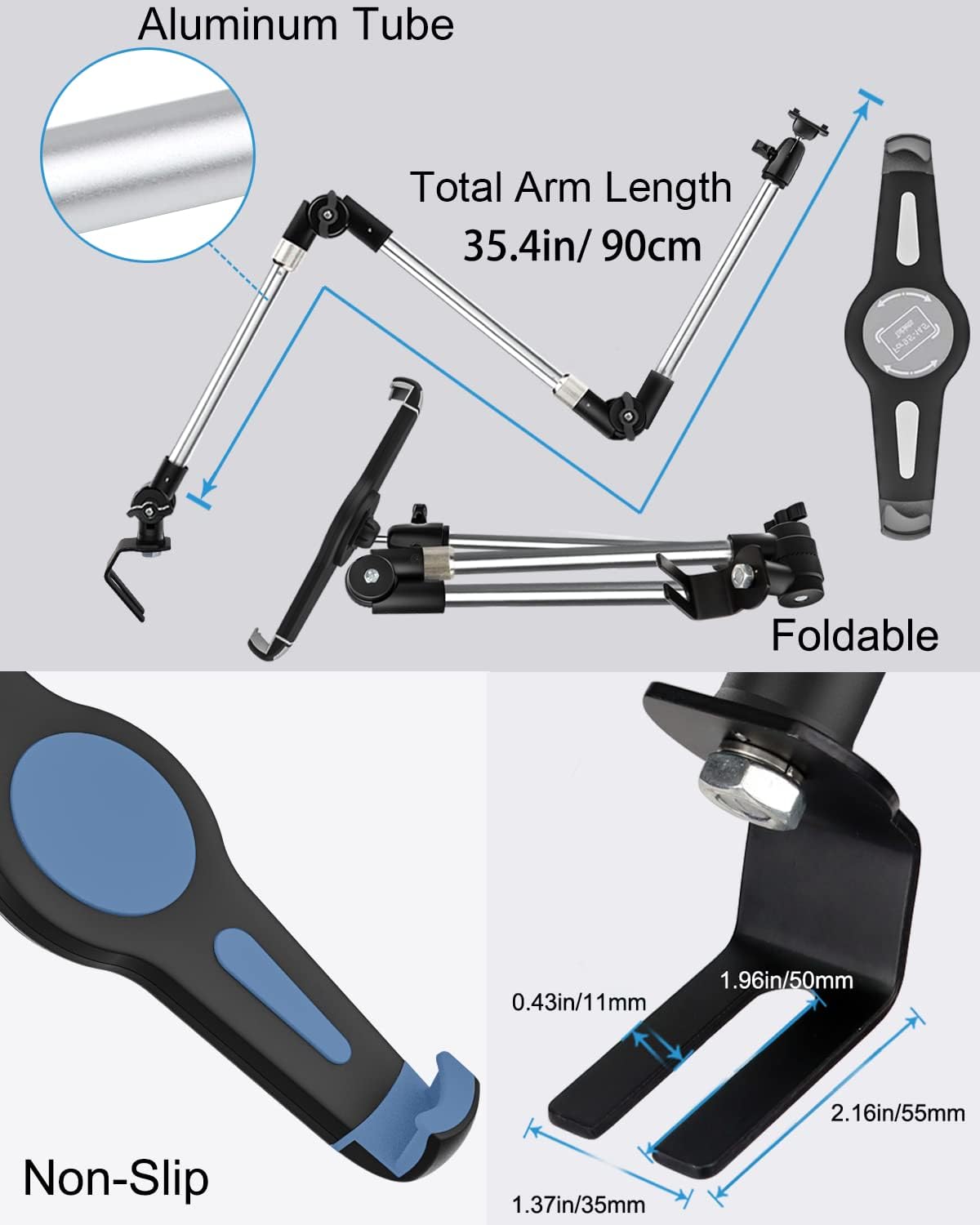 woleyi Car Truck Seat Rail Large Tablet Mount, Car Floor Bolt Tablet Holder Stand with 360° Rotation Foldable Arm for iPad Pro 12.9/Air, Galaxy Tabs, Surface Pro/Go, Kindle Fire and 9.5-14.5" Tablets