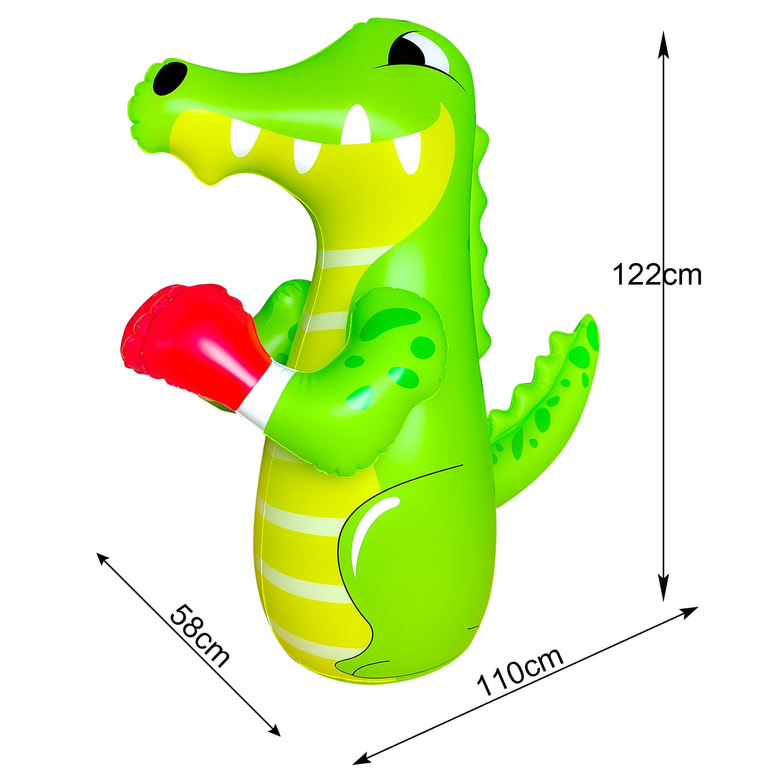 Saco de boxeo de 120 cm para niños, saco de boxeo de pedestal para niños, chupete inflable, saco de boxeo inflable de dinosaurio, saco de boxeo antiestrés para niños