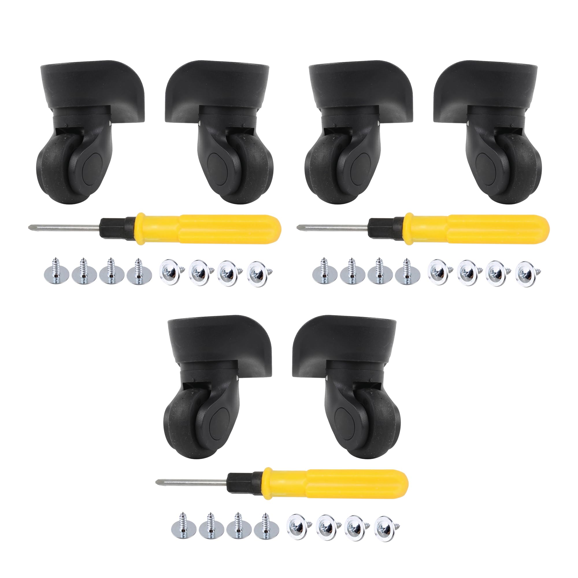 RDEXP Ruedas giratorias de plástico para equipaje, 3.6 pulgadas, izquierda y derecha con tornillo, color negro, paquete de 6