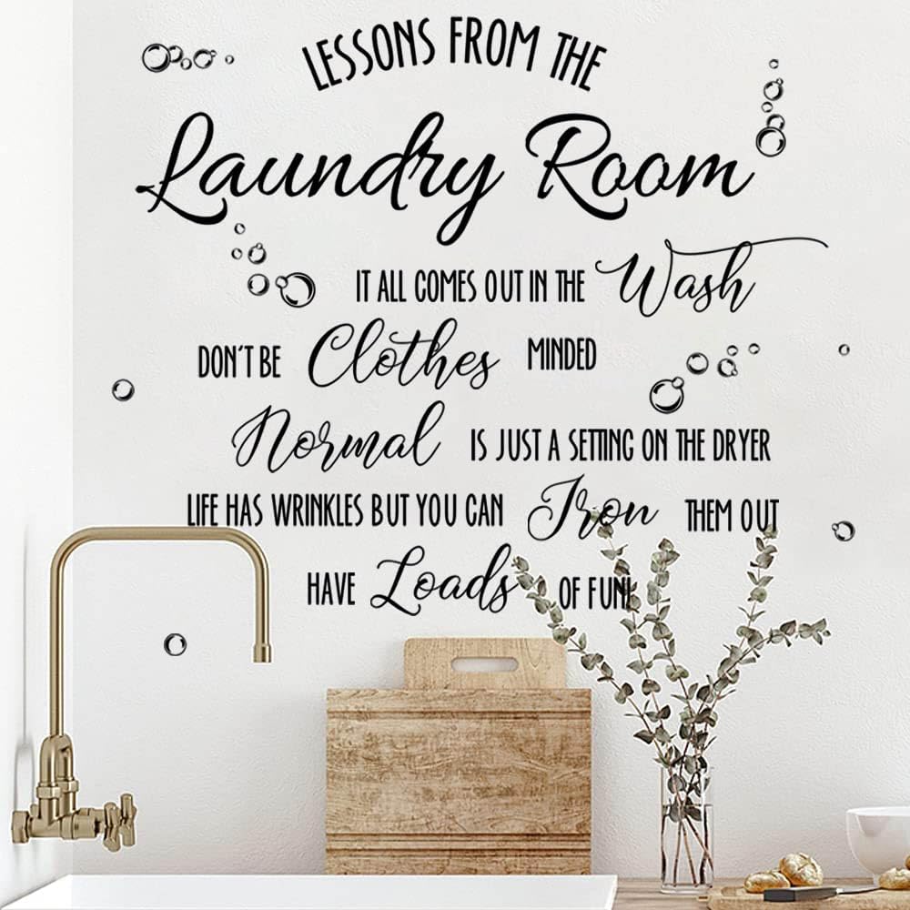 Laundry Room Decal Quote Lessons from The Laundry Room Wall Sticker Vinyl Wall Decal Wash Dry Vinyl Laundry Stickers Washer Quote for Home Apartment Washing Machine Dryer
