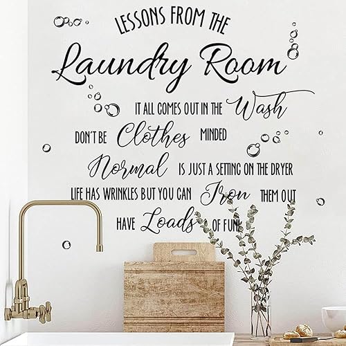 Miniatura 6 de Adhesivo de pared para lavandería: lecciones de la lavandería - Cita de lavado y secado para el hogar y el apartamento