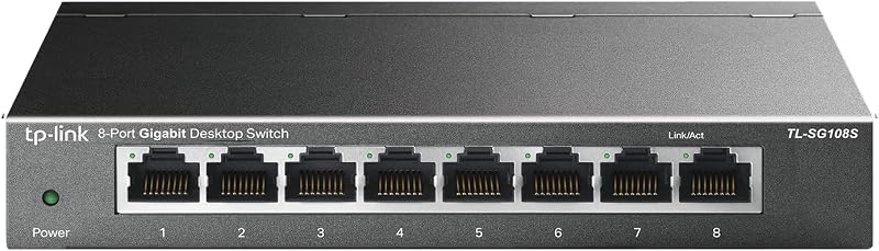 TL-SG108S, 8 Port Gigabit Ethernet Switch, Desktop/Wall Mount | Plug & Play, Fanless, Sturdy Metal, 3 Year Manufacturer Warranty, 802.1p/DSCP QoS IGMP Snooping, Compact Design