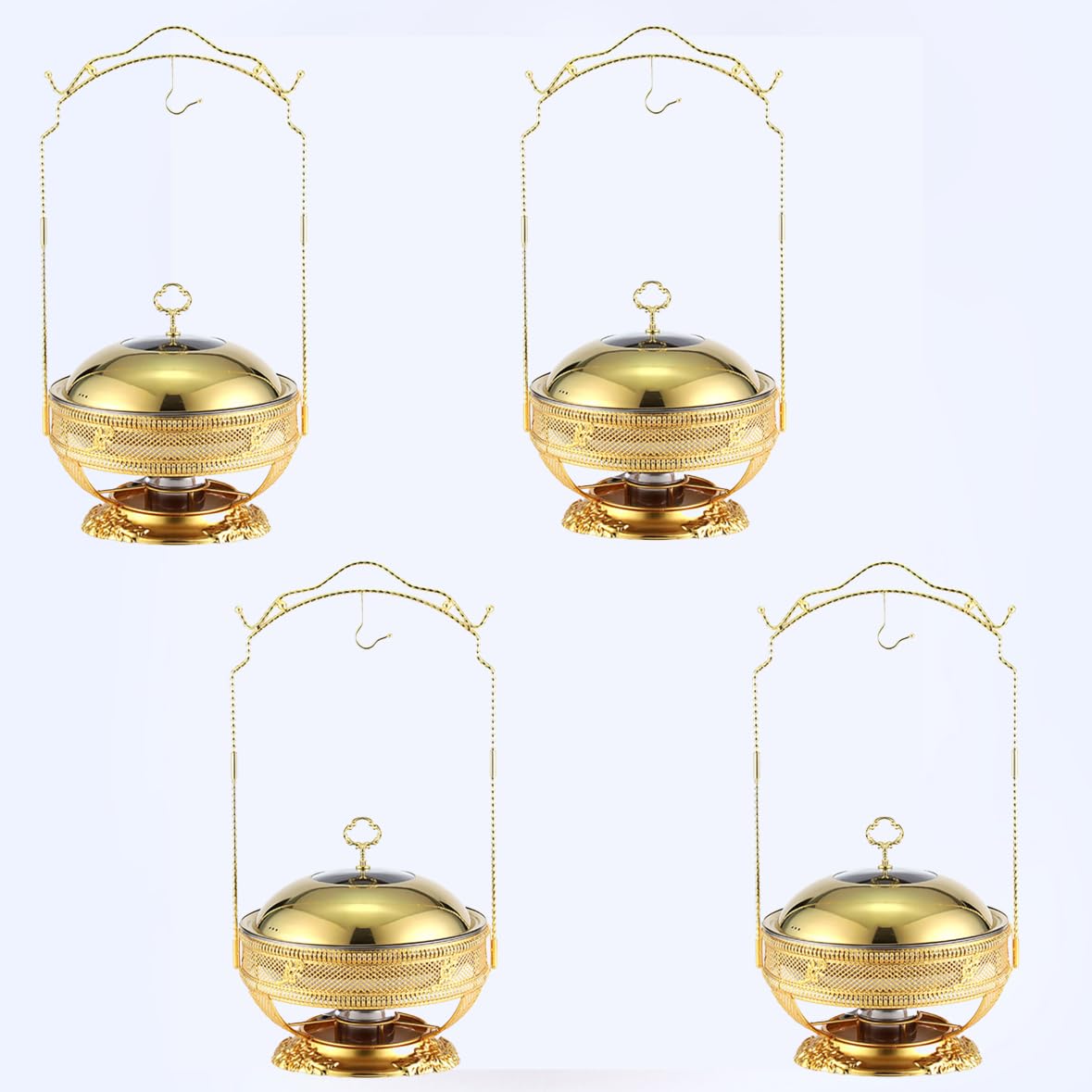 Chafing Dishes per buffet, confezione da 4, 8 QT, vassoio riscaldante per alimenti di alta qualità con coperchio con gancio di supporto, ideale per l'esposizione di forniture per catering, set di sca