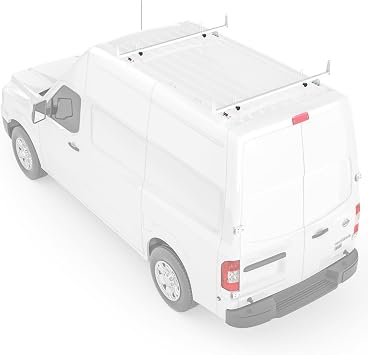 Model X202-NV Compatible NV 2012-On Heavy Gauge Steel 2 Bar Van Roof Rack System w/Ladder Stopper White
