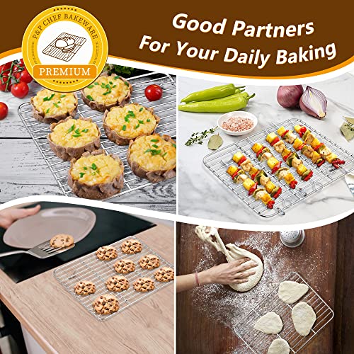 P&P Chef Toaster Oven Tray And Rack Set, Stainless Steel Baking Pan With Cooling Rack, Fit Your Small Oven & Single Person Use, Non Toxic & Easy Clean #TOP4