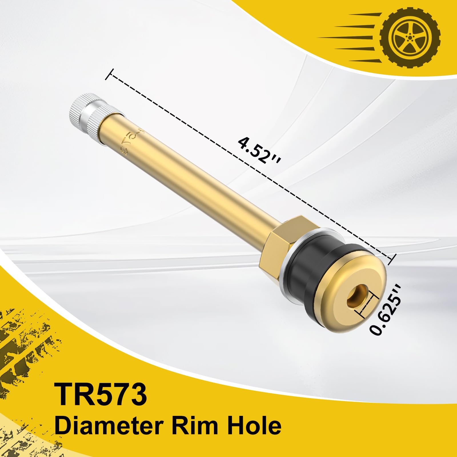 TR573 - Vástago de válvula de neumático de camión de latón Comercial 4-3/8 para llanta de 15,7 mm + 0,3 mm, con vástago de válvula de latón y núcleo de válvula, Paquete de 10