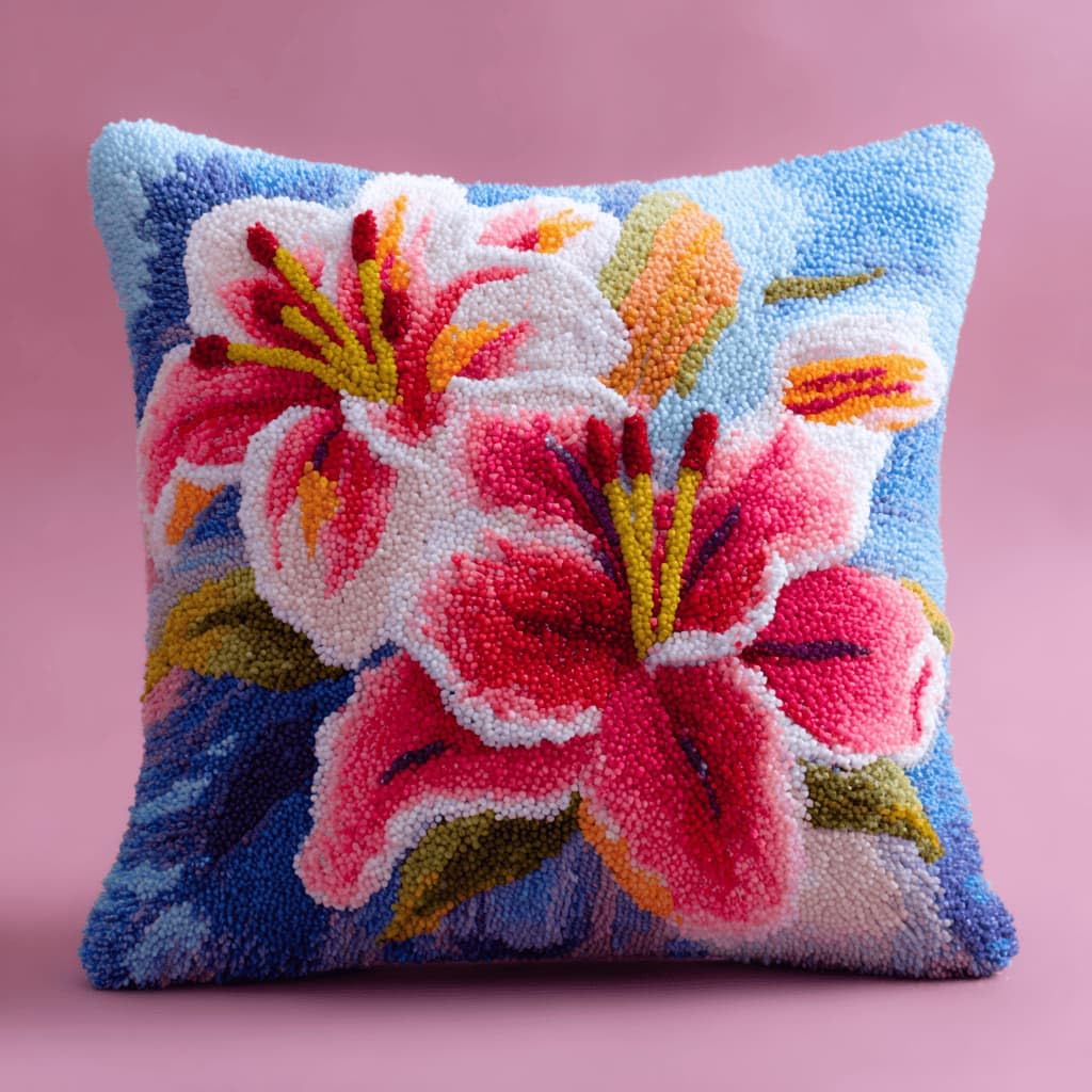 Kitquiver Latch Hook Cushion Kits Lily 43X43Cm