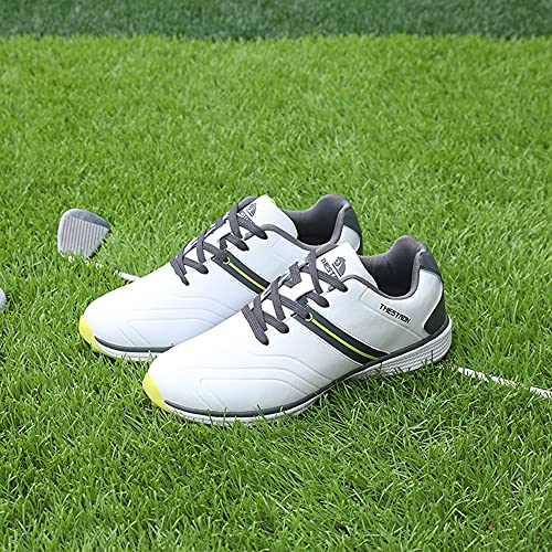 Waterproof Golf Shoes Men Professional Golf Sneakers Spikless Light Weight Walking Footwears Outdoor Male Walking Shoes (9.5,White) #TOP6