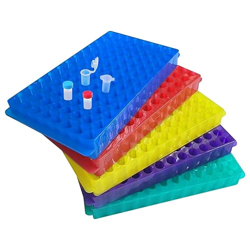 Estante de tubo de 5 piezas, tubo de ensayo de plástico con doble panel 96 posiciones para tubo de centrífuga de 0.0 fl oz0.1 fl oz0.1 fl oz y tubo
