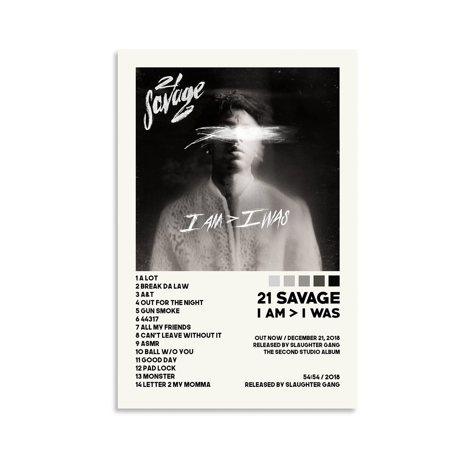 【額縁付き】 21savage I AM > I WAS A2ポスター Amazon.com: BICHI 21 Savage Poster I Am I Was Album Cover Posters