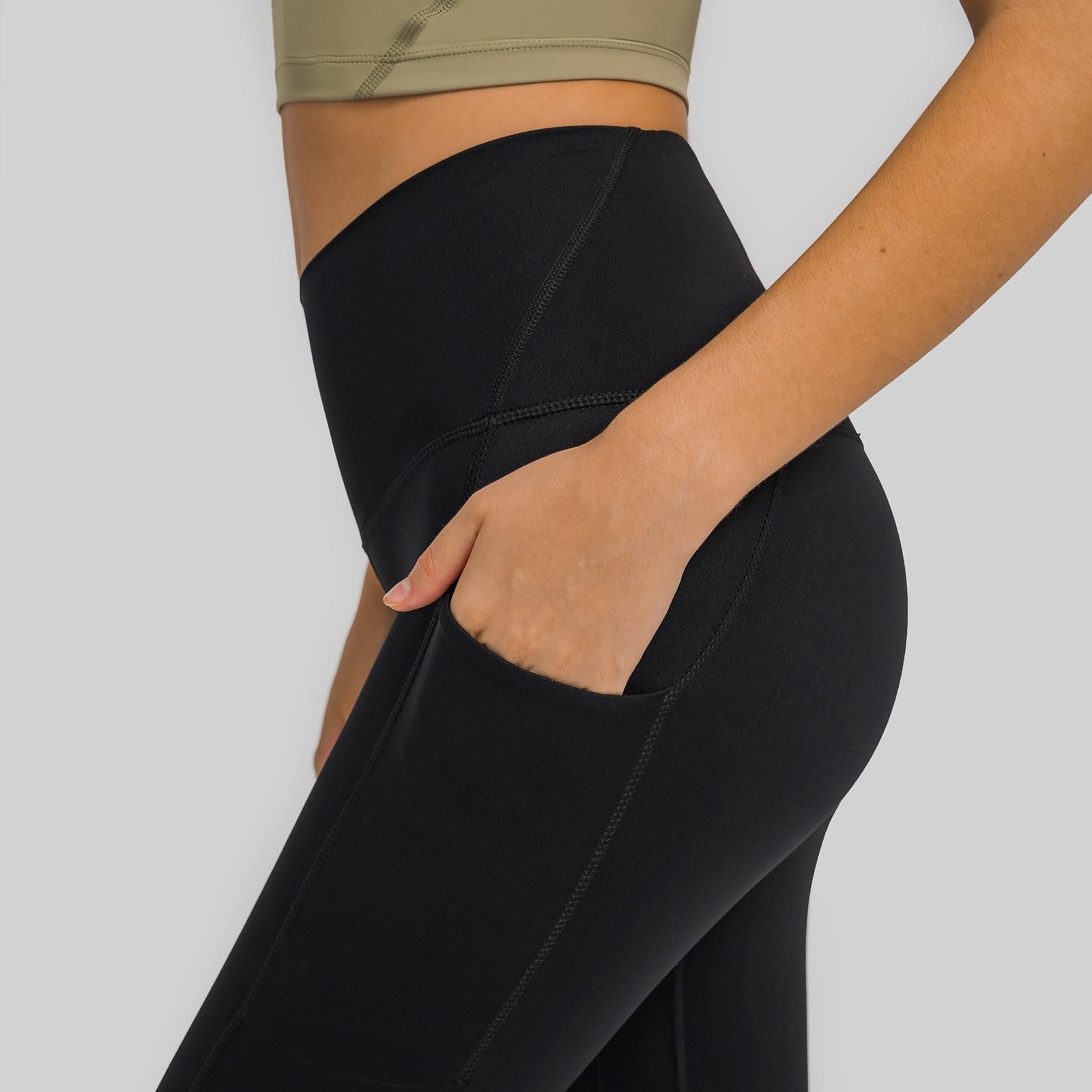 Leggins Sportivi Donna Completo Pilates Yoga Senza Cuciture Pantaloni 3/4 Leggings Scrunch Cotone Lunghi Vita Alta Pantalone Palestra