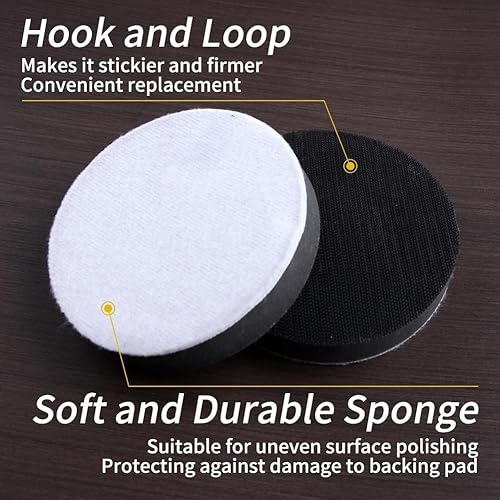 Miniatura 42 de SPEEDWOX Almohadilla de esponja suave de 2 pulgadas con gancho y bucle, paquete de 5 almohadillas de espuma suave, esponja de lijado, almohadilla