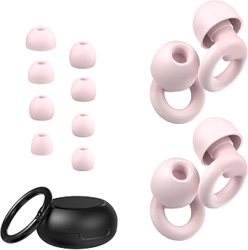 JUSTRVN Ear Plugs for Sleeping, 2 Pairs of Reusable Earplugs for Noise Reduction 25dB-30dB with 8 Ear Tips, Soft Hearing Protection Ear Plugs for Concert,Noise Sensitivity, Study & Work