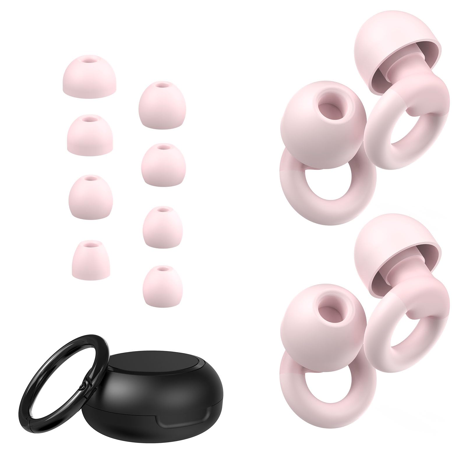 JUSTRVN Ear Plugs for Sleeping, 2 Pairs of Reusable Earplugs for Noise Reduction 25dB-30dB with 8 Ear Tips, Soft Hearing Protection EarPlugs for Concert,Noise Sensitivity, Study & Work — view 10