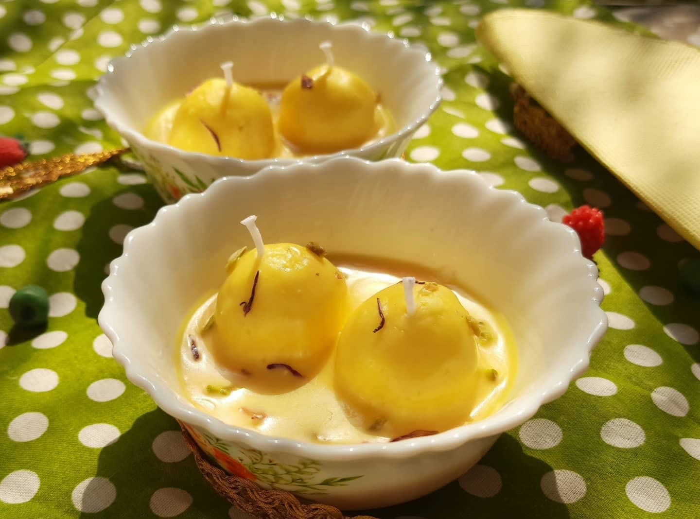 The Candle Nest Rasmalai Sweet Shaped Scented Candle Mixed Fruit