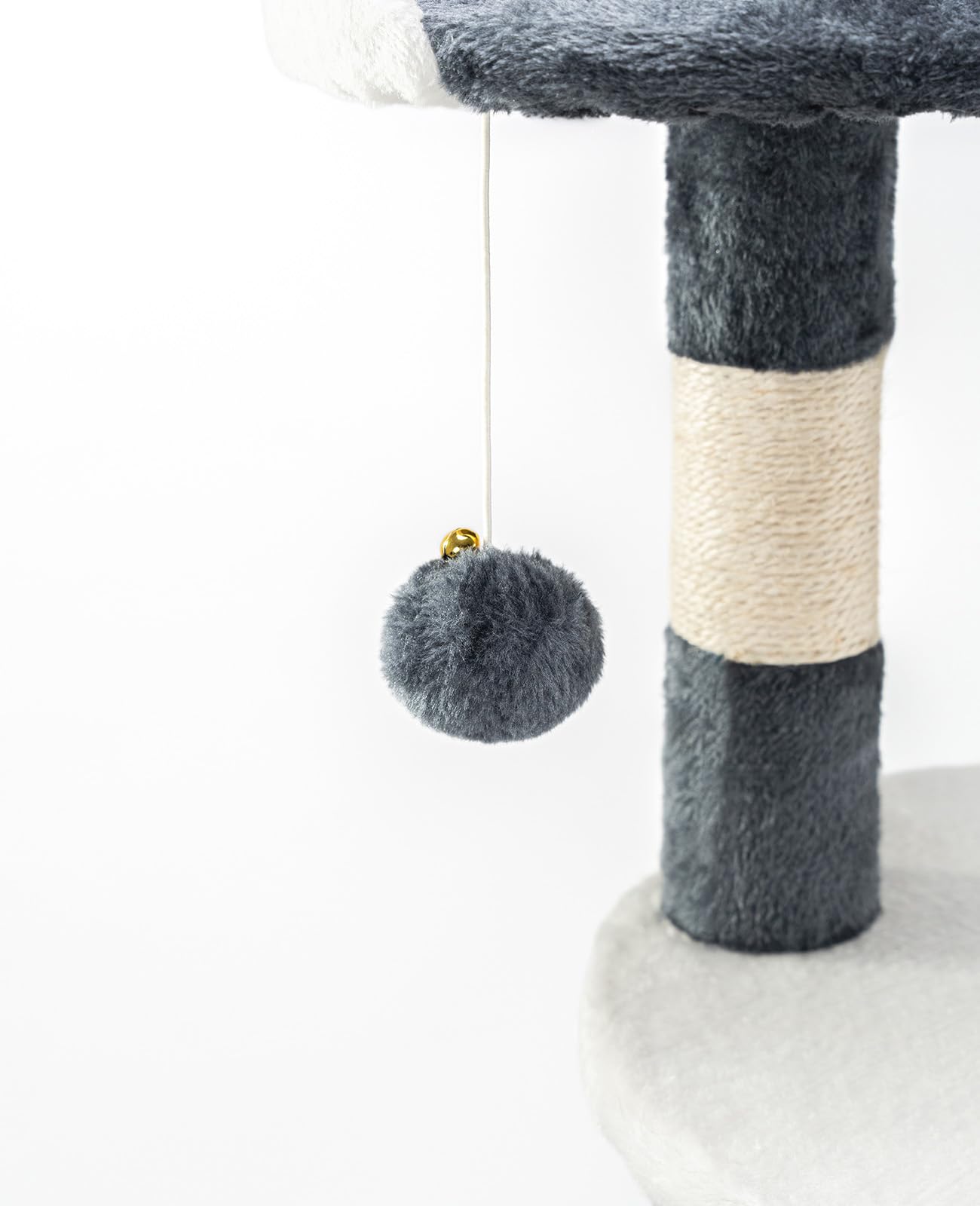 lionto Arbre à Chat avec 2 balles en Peluche & Corde de Jeu, Hauteur 112 cm, avec Corde en sisal & Peluche, Surface de Repos & Grotte, Support Mural Inclus, pour Petits & Grands Chats, Gris/Blanc