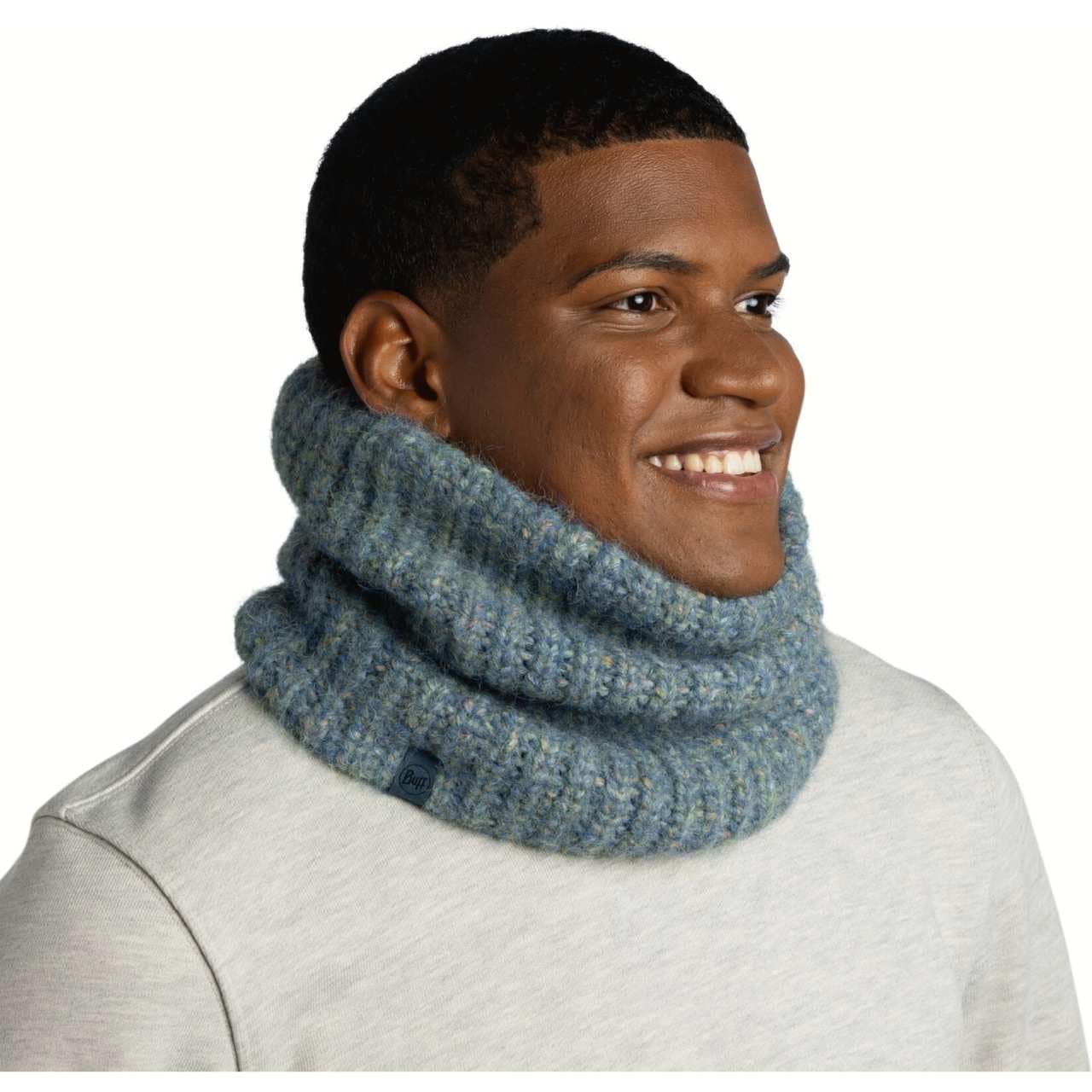 Buff| Braga de cuello Knitted & Fleece Frio Extremo, Practico, Versatil, Moda, Aislamiento termico, Comodo Hombre Mujer Talla única Azul